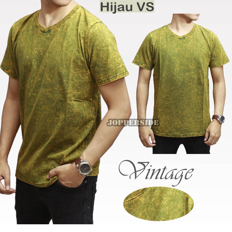 AHY7-7PPA4 Jopperside kaos salur stripe sandwash oblong polos V neck pria wanita kualitas original p