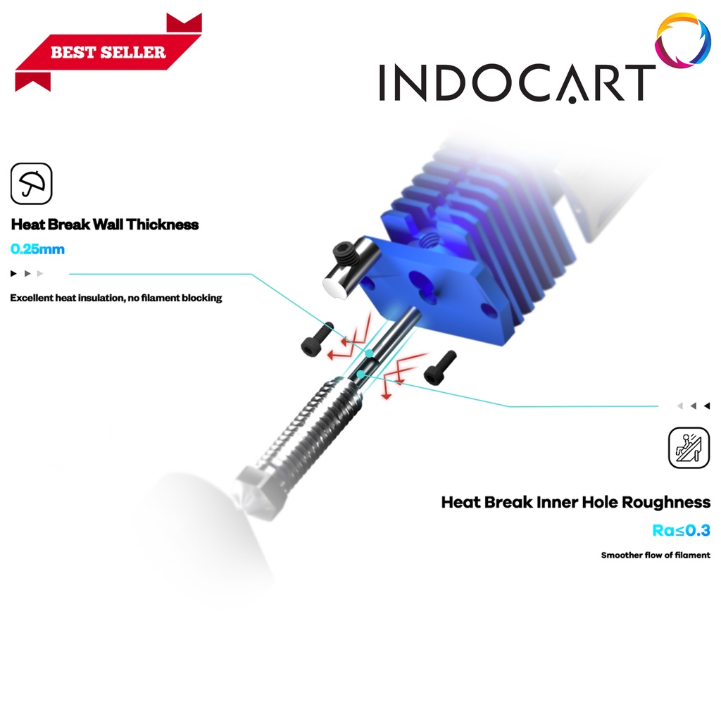 INDOCART 3D Printer HotEnd Ori Phaetus DragonFly Hotend HIC HF Blue