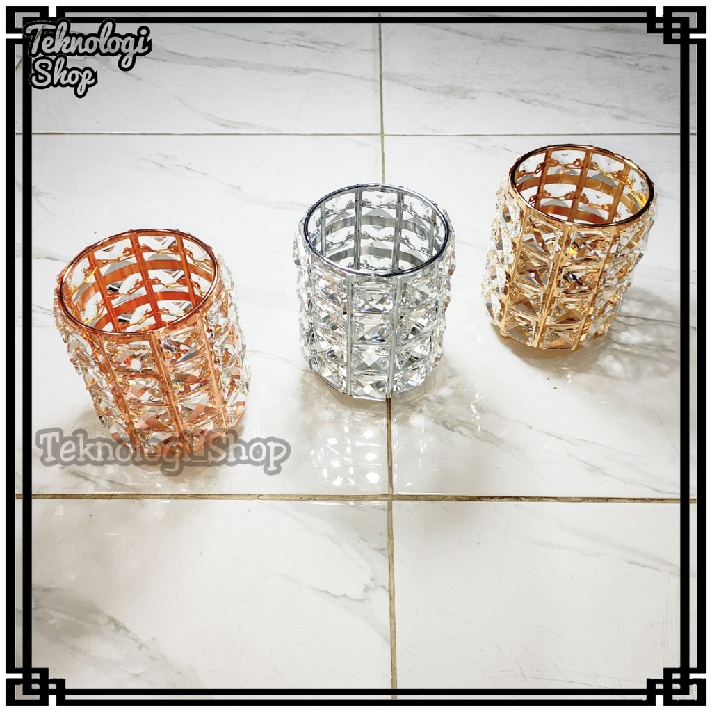 Tempat Kuas Make up Kristal /Brush Holder Crystal /Brush Storage /Tempat Pena /Crystal Glass