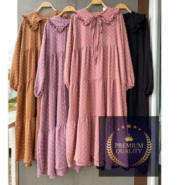 Tren Kekinian.. ZULFA MIDI DRESS / DRESS WANITA / MIDI DRESS CRINKLE URAGIRI / MIDI DRESS DOTY  DRES