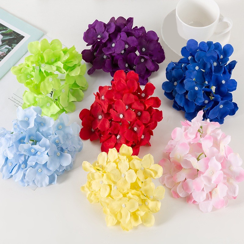 Kepala Bunga - Hydrangea 15 cm Besar Hortensia Artificial Flower Kain 27 Kelopak Hydra Palsu Kuntum 