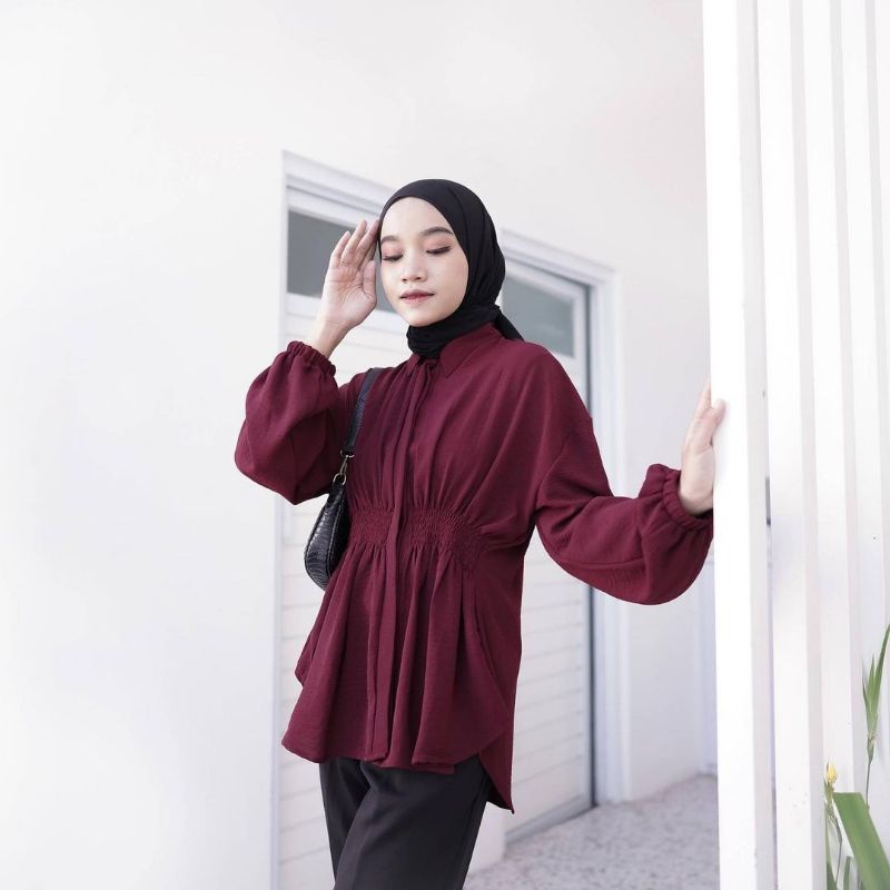 VEBBY TOP BLOUSE / NIRA KEMEJA CRINCLE APLIKASI KERUT