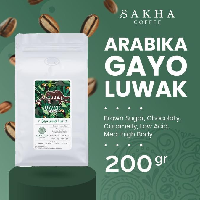 

Kopi Luwak Liar Arabika Gayo Aceh Arabica Coffee 200 Gram Biji / Bubuk