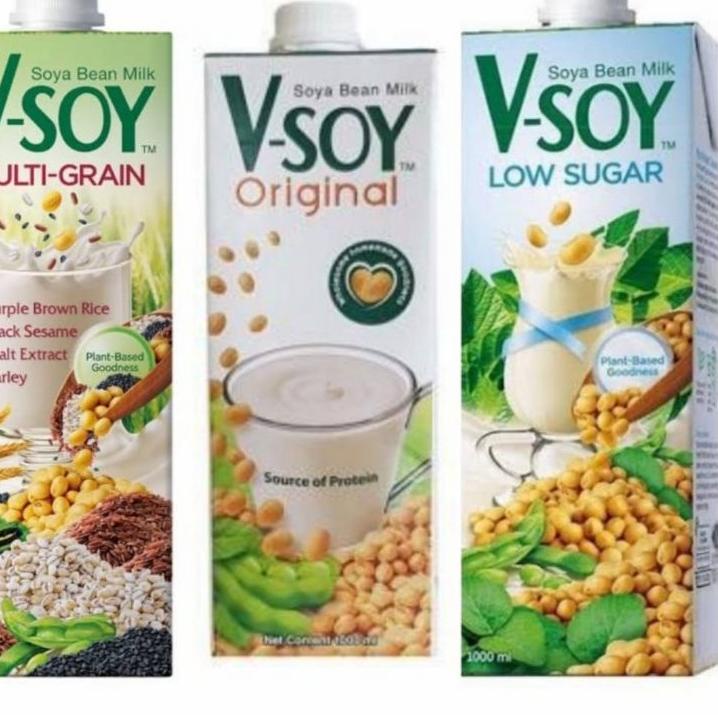 

codeo5O9a--Vsoy Susu Kedelai Original / Multi Grain | V-soy Soya Milk 1 Liter UHT