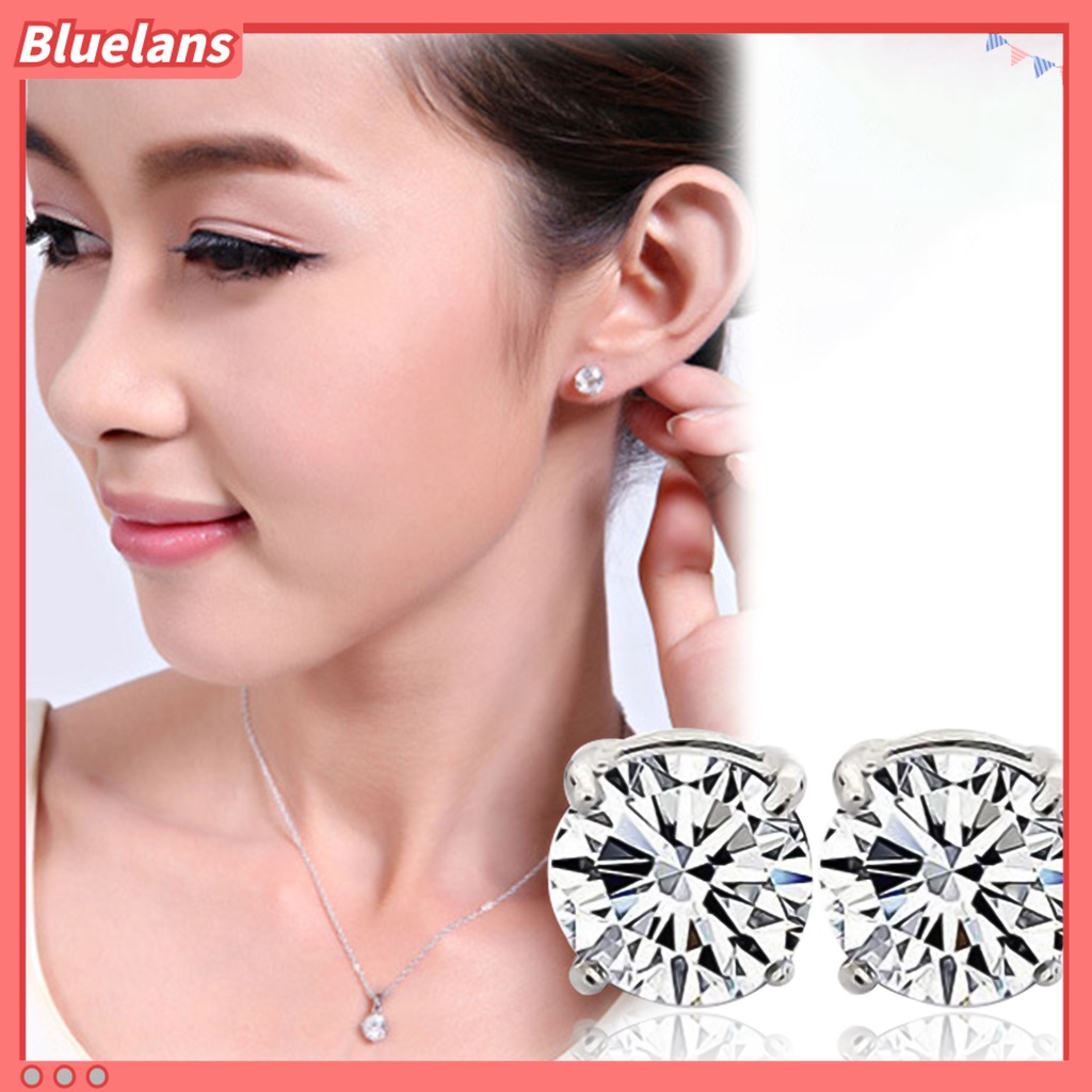 Bluelans Earrings 4 Claws Design Non-Piercing Alloy Magnet Rhinestone Inlaid Ear Stud