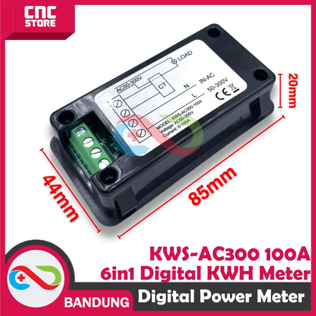 KWS-AC300 100A/10A 6IN1 DIGITAL KWH METER WATT METER AMPERE VOLT METER - 10A