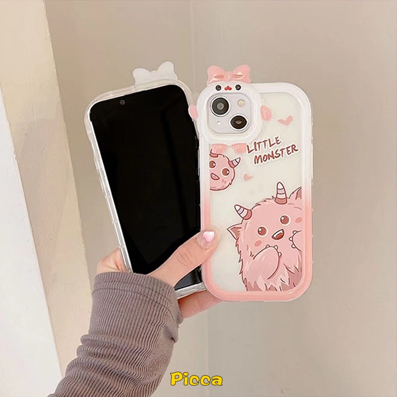 Casing Lensa 3D Little Monster Redmi Note11 10 9 8 11Pro+9T 9A 10A 10C 9C NFC A1 9 10 A1+10 11s 10 Pro Max Plus PO CO M3 X3 NFC Pro Mi 11Lite Lovely Dinosaurus Soft Cover Monster