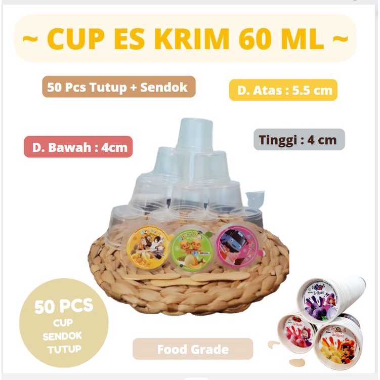 Kertas Cup - Harga Cup Plastik Es Krim - Grosir Cup Plastik Murah Gelas Es Mika / CUP ES KRIM MINI /