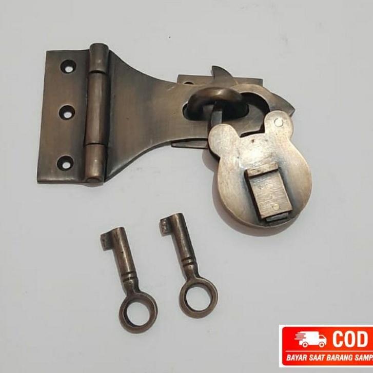 Grendel Engsel + Kunci Gembok Pintu Rumah Pagar Antik Murah