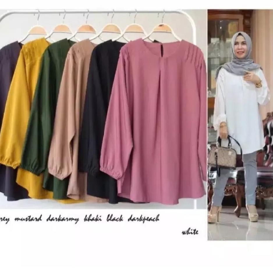 Menarik ATASAN SALMA BLOUSE / JUMBO XXXL LD 130 CM / BAJU WANITA JUMBO / REMPEL BAHU / XXXL / BAJU A