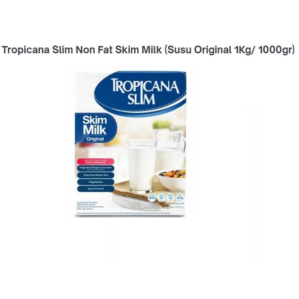 Tropicana Slim Non Fat Skim Milk Dus 1kg