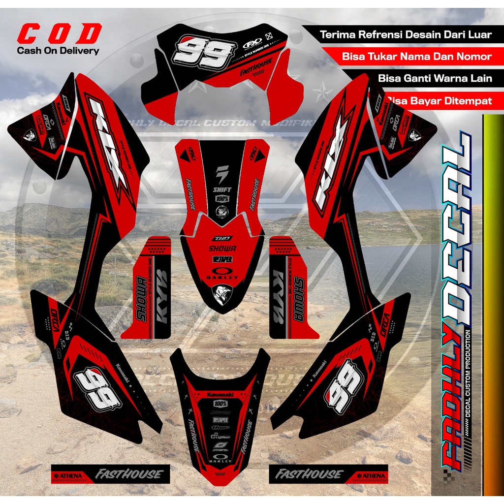 (MURAH BERKUALITAS) Decal Khusus body standart KLX BF / G / Extreme MERAH HITAM KEREN STICKER FULLBO