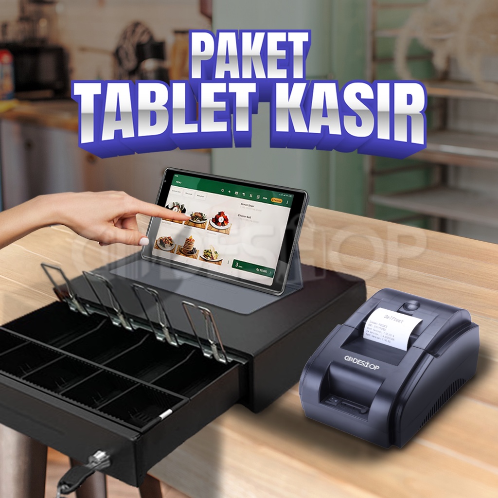 Paket Kasir Tablet Printer Thermal Laci Kasir