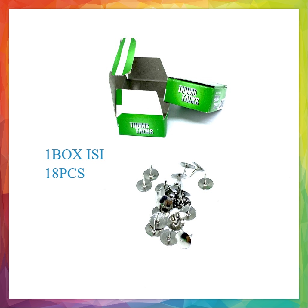 PAKU PAYUNG BOX KECIL ISI 18PCS STAINLES / PAKU PINES PAKU PAYUNG THUMB TACKS