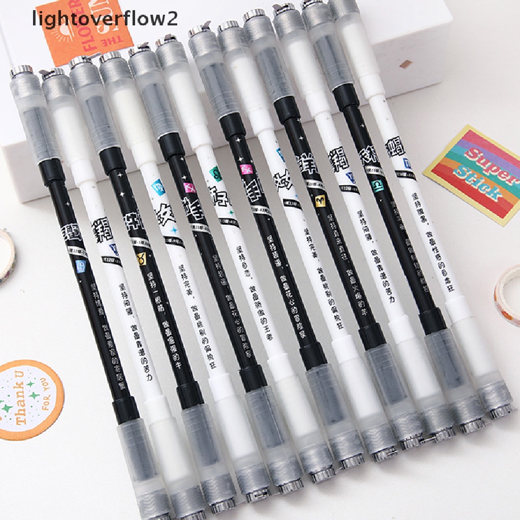 (lightoverflow2) Pulpen Gel 12 Rasi Bintang Dengan Lampu Led Untuk Pelajar