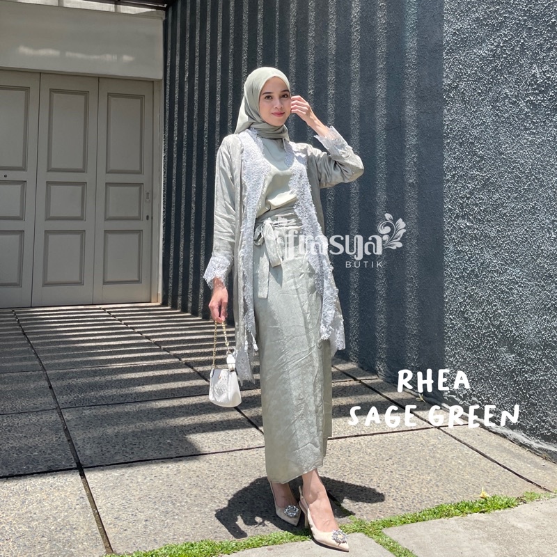 FRASYA BUTIK | Set Rhea Kebaya Outer Lace Renda Viscose