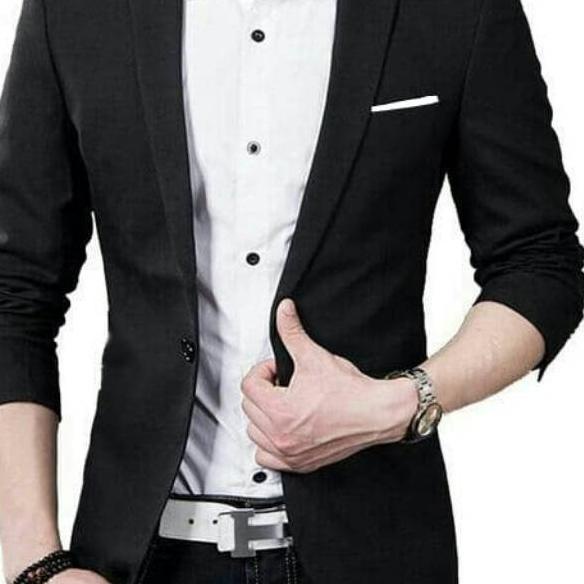Masih fresh--Jaz blazer pria hitam/jaz pria keren/baju atasan cowok/jas almamater murah