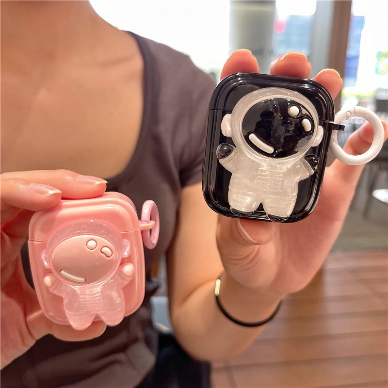 Casing Cover Silikon Astronot DIY Kompatibel Untuk Apple Airpods Pro1 2 3 Wirless Bluetooth Earphone Cases Compatible Untuk Air Pods Pro Aksesoris Pelindung