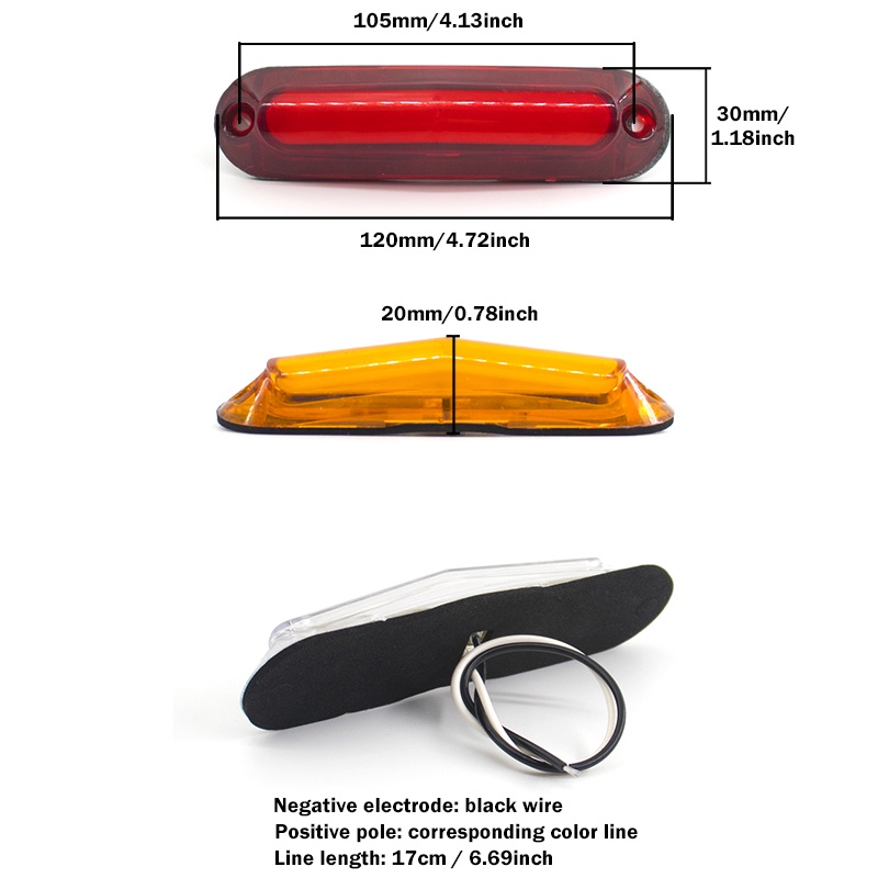 1pc Lampu LED 6smd 12v / 24V Untuk Indikator Peringatan Samping Truk / Trailer / Perahu