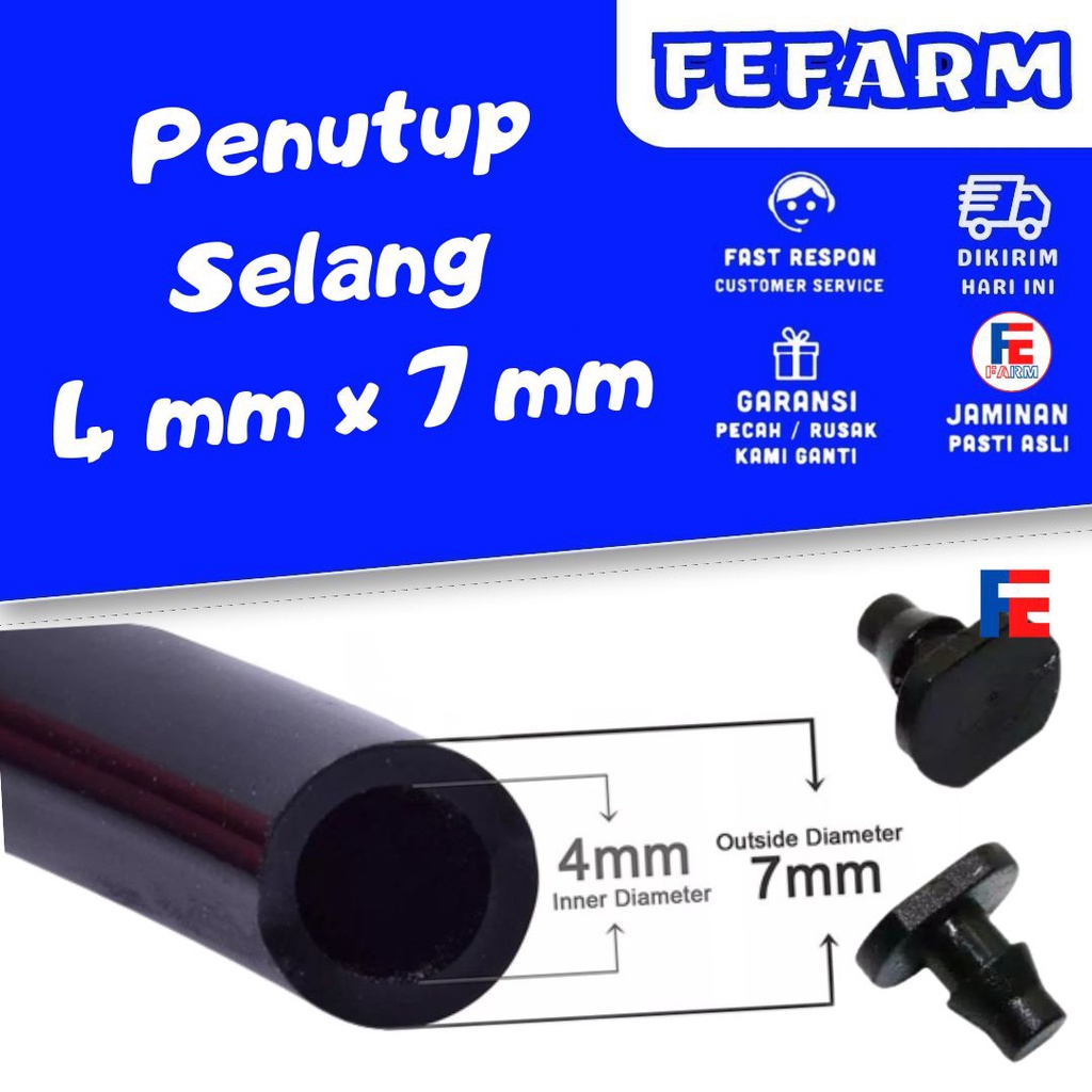 PENUTUP UJUNG SELANG PE 7MM END PLUG DOP 4/7MM FEFARM