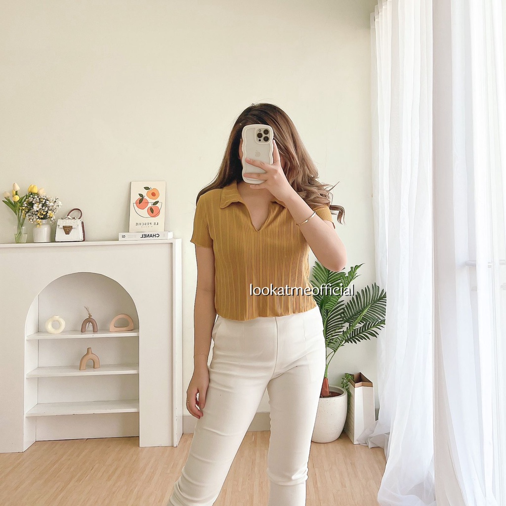 Kyoto Top - Basic Polo Crop Top Bahan Knit Premium 6486