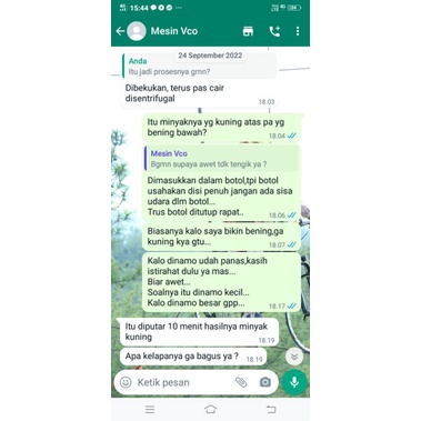 mesin sentrifugal/centrifugal vco
