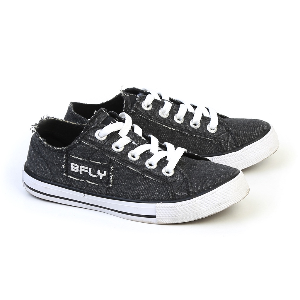 BFLY Sepatu Sneakers Low Wanita Casual Street Style Canvas DENIM 01 Black White Original