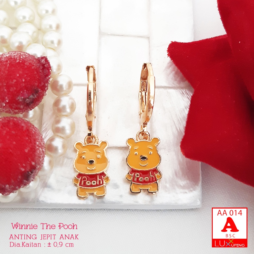 AA 014 Anting Anak Winnie The Pooh Eeyore Pita Mini Mata Zirkon Anting Anak Xuping Set Merk Meilyn Luxx Xupingg