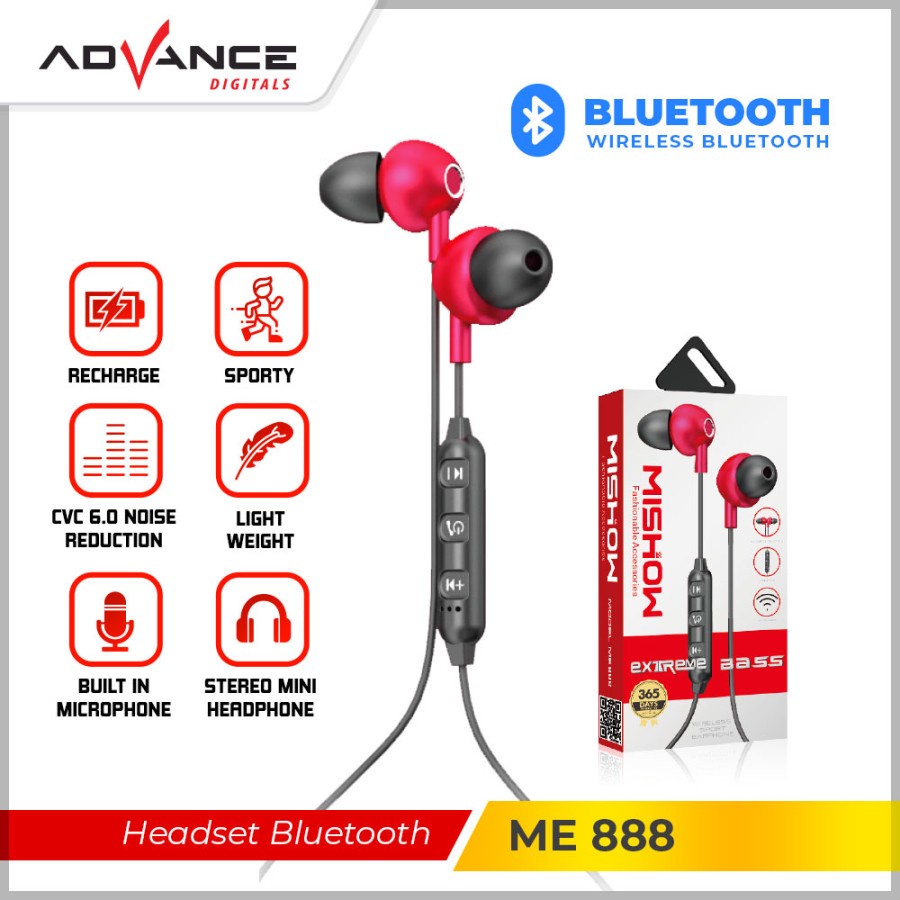 Advance ME888 - Wireless Earphone with Extreme Bass and Magnet