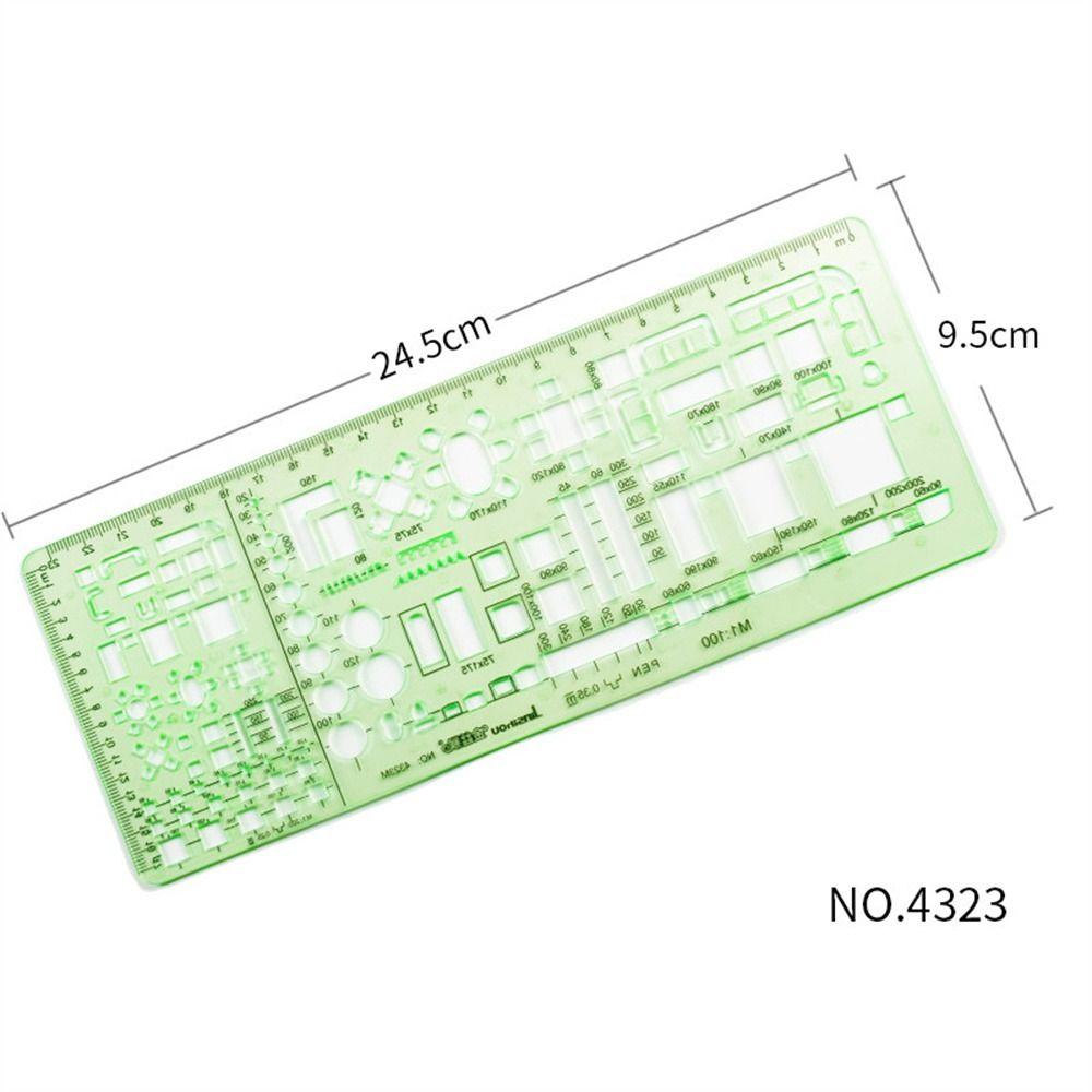 Mxbeauty Penggaris Template Siswa Lingkaran Plastik Stensil Oval Hijau Penggaris Geometris