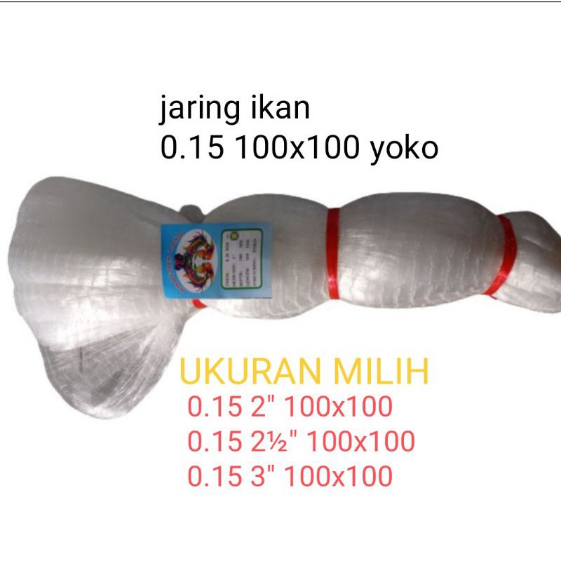 Jaring ikan 0.15 100x100 yoko UKURAN TINGGAL PILIH Jaring ikan kecil Jaring ikan senar jaring ikan m