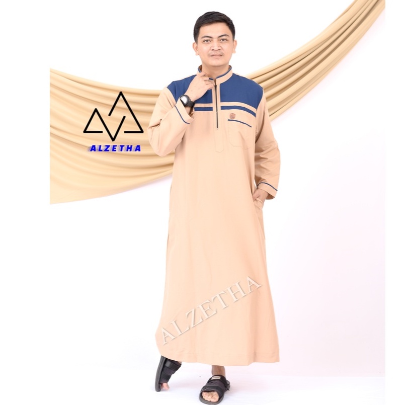 Jubah Gamis pria lengan panjang zipper alzetha