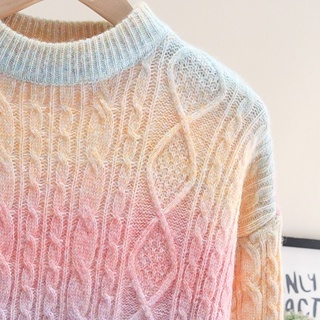 Image of thu nhỏ Sweater Twist Anak Perempuan Warna Gradien Pullover Tie-Dye Rajut Longgar Malas Pelajar Trend #1