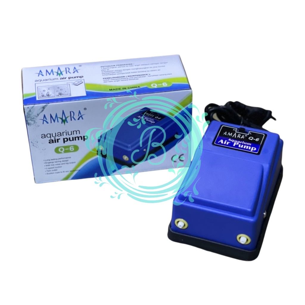 Aerator Amara Q-6 Q6 2 Lubang Pompa Udara Air Pump Aquarium