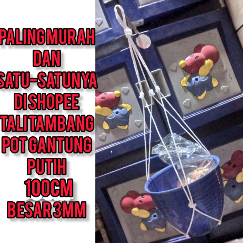 TERMURAH TALI POT GANTUNG PUTIH 1METER tali tambang pot gantung 3mm