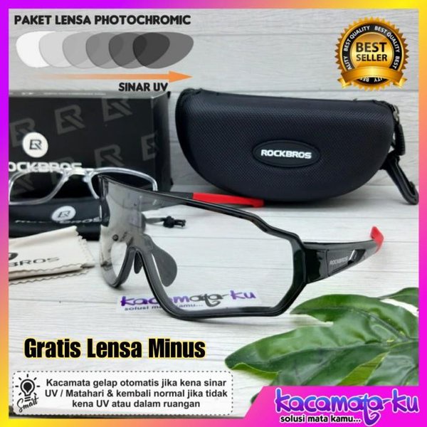 Kacamata Gowes Sepeda Mata Minus Photocromic UV Rockbros Original
