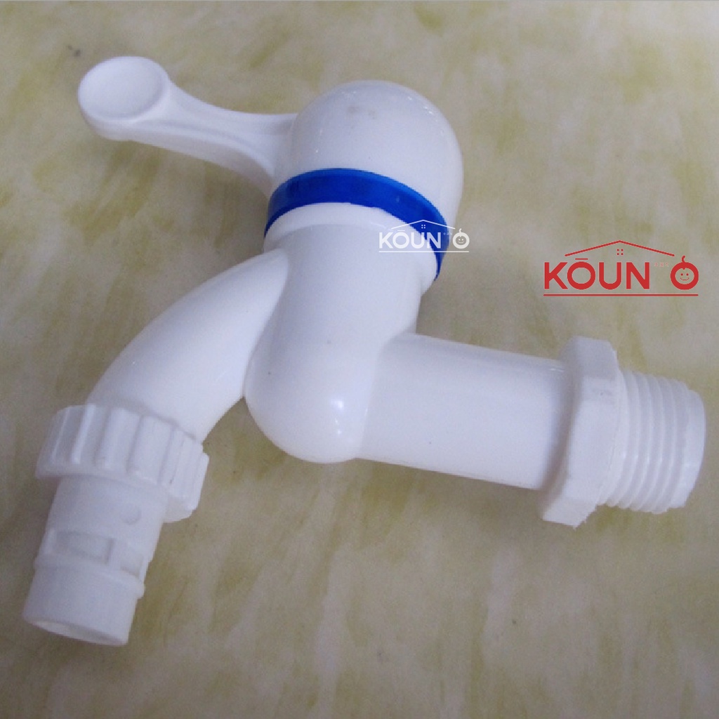 Kran Air Plastik Kamar Mandi Bahan Plastik PVC 1/2 inch Model Engkol Kran Air Cuci Piring