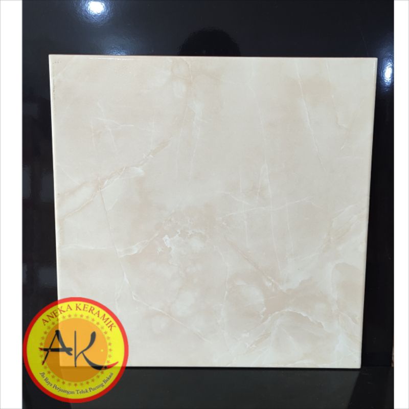 Keramik Lantai Ruangan Motif Marmer Glossy Kilap 40x40 Dover Beige