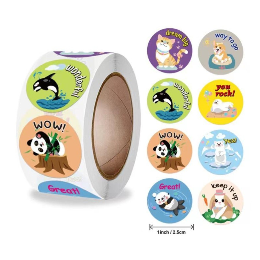 Stiker Roll Reward Anak isi 500pc Label Ulang Tahun Baby Animal Tempel