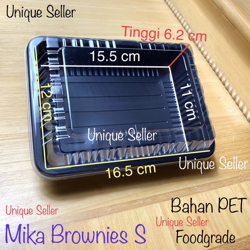 [1 Dos] Mika Brownies S LUX PET Kecil isi 200 pcs / Tray Mika Brownies Kecil Small / Tray Sushi Bento Mika LUX / Mika Bento Tanpa Sekat
