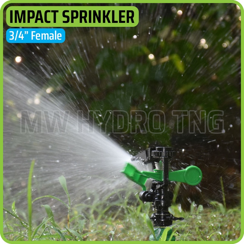 Impact Sprinkler 3/4&quot; Female - 1 Nozzle - 360° Adjustable Rotation Angle
