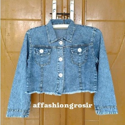 jaket crop jeans anak perempuan/jaket denim anak rawis