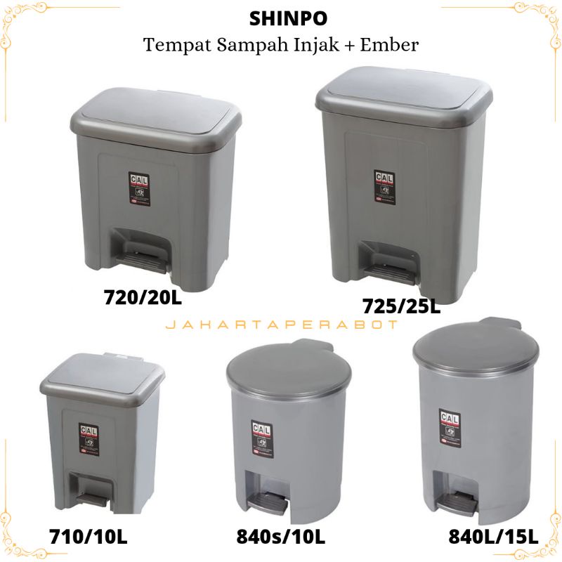 SHINPO - Tempat Sampah Injak / Tempat Sampah Injek 10 15 20 25 Liter / Tempat Sampah + Ember / Tempat Sampah Dapur / Tempat Sampah Medis / Tempat Sampah Kertas