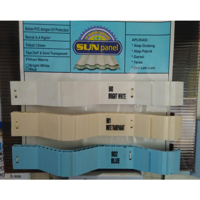ATAP UPVC SUNPANEL 12mm lebar efektif 770 PANJANG 6.5 M