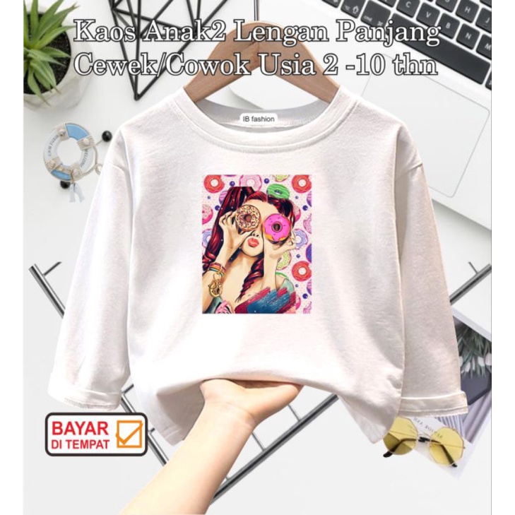 ((IB))KAOS ANAK PEREMPUAN PANJANG/CEWEK DONAT DIGITAL SABLON