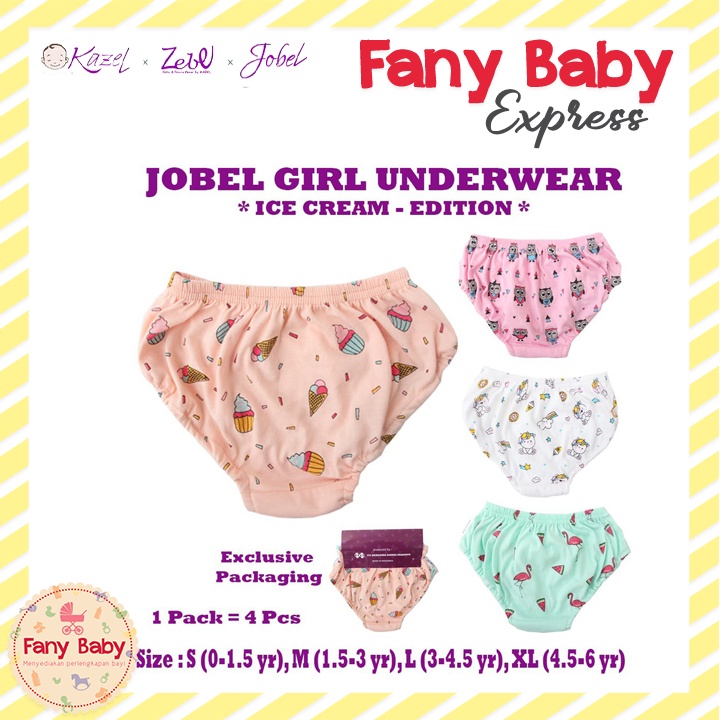 JOBEL BY KAZEL UNDERWEAR RENDA / ROBOT / ICE CREAM / CELANA DALAM BAYI ANAK 0-6TAHUN [ SNI ]