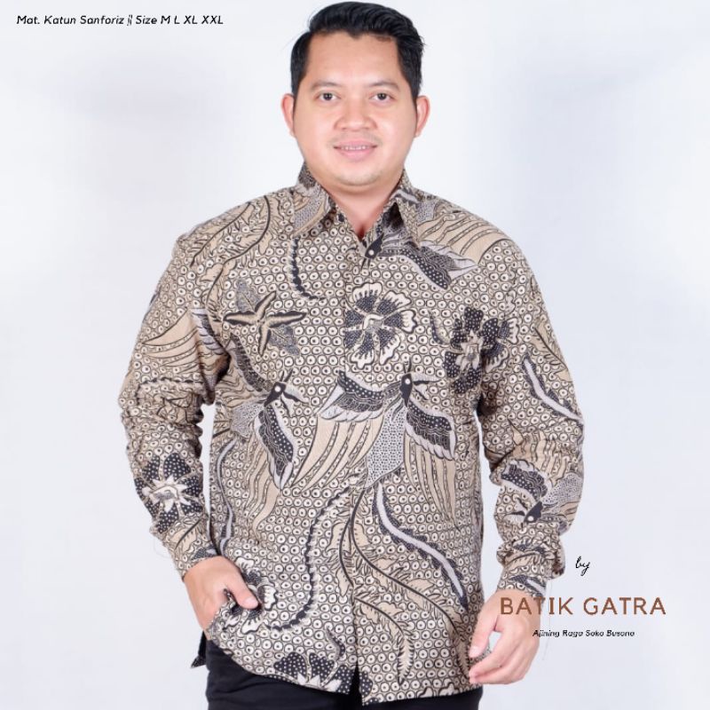 KEMEJA BATIK PRIA LENGAN PANJANG MEKAR PEKSI FULL FURING