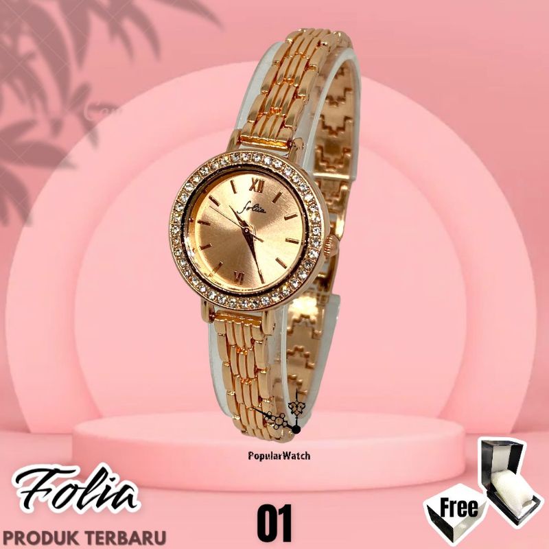 NEW!! Jam tangan rantai cewek folia simple dan elegant. free box dan baterai cadangan