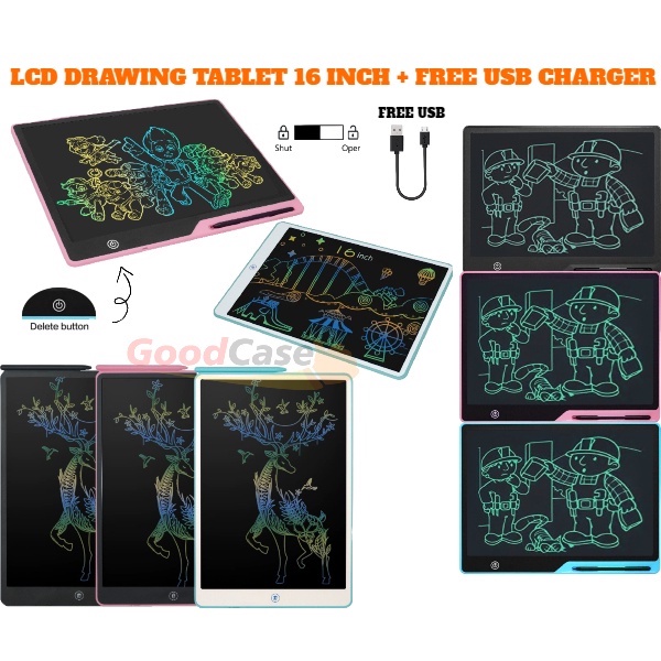 GoodCase - Papan Drawing LCD 16 inch Writing iPad Tablet Colour Board Anak