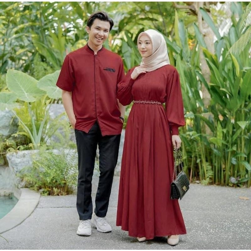 JUMBO - Baju Lamaran Couple - Baju Couple Kondangan - baju couple pasangan kekinian - Pearl Shakila Stretch Premium DEMORE